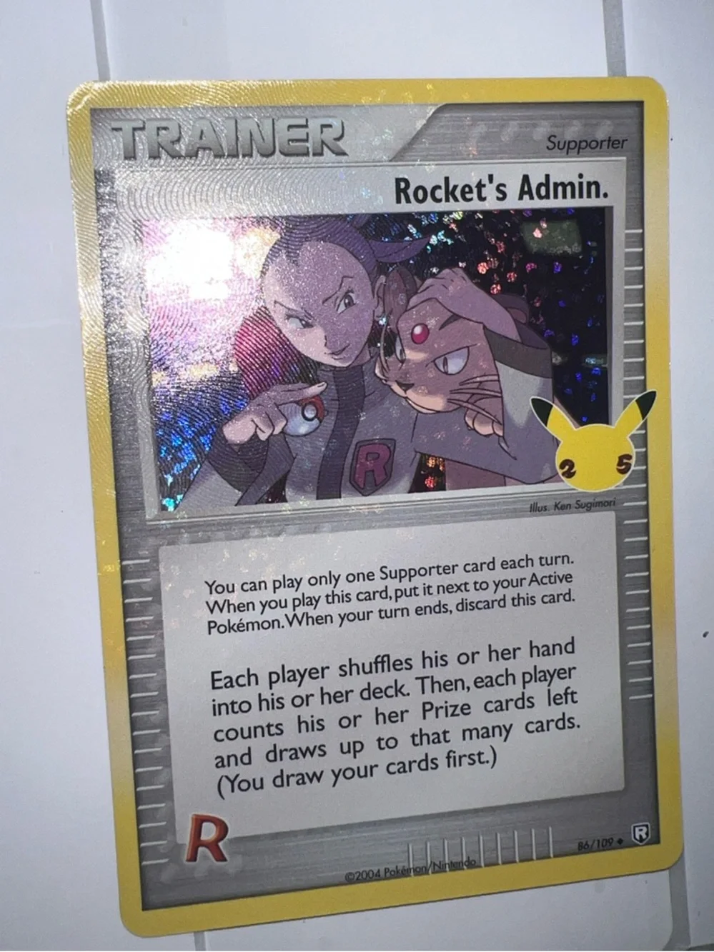 Pokemon Rocket's Admin Holographic Trainer Card - Yellow Border